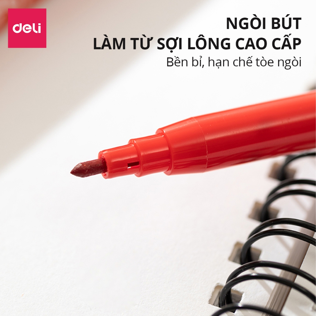 Bút Lông Màu Dạ Đi Nét Fiber Pen 1mm Deli - Màu Tươi  An Toàn Không Tòe Ngòi Liner Tô Vẽ Tranh Học Sinh Chuyên Nghiệp