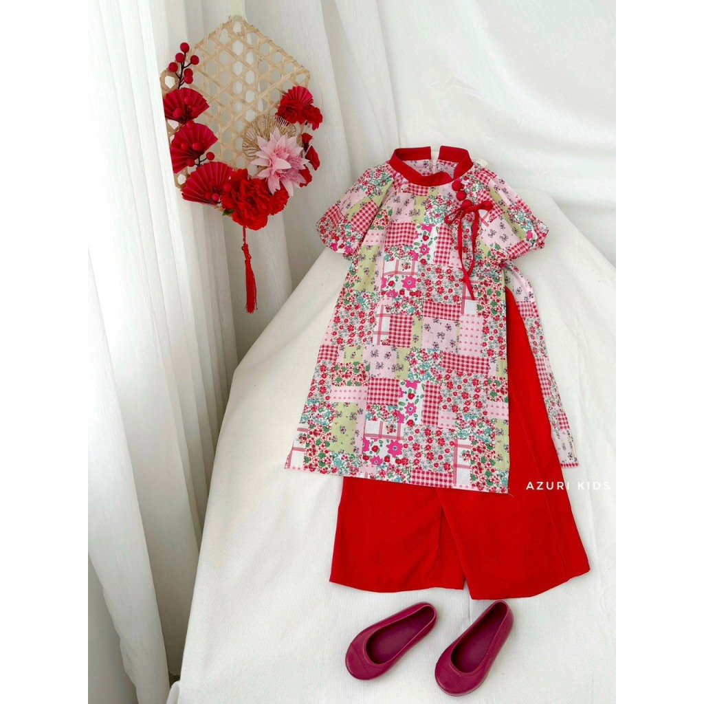 Bộ áo dài hoa ZUNKIDS