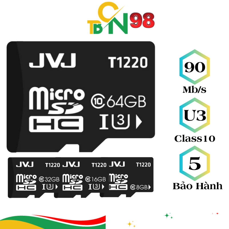 Thẻ Nhớ JVJ 64GB /32GB /16GB /8GB /4GB /2GB, Chuyên Cho Camera, Class 10, Tốc Độ Cao Tối Đa 90Mb/s - Thẻ Nhớ Chính Hãng