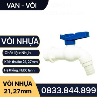 Vòi Xả Nước Tăng Áp Tay Gạt Xoay 90 Độ Khóa Chặn Một Chiều Có Đầu Lắp Ống Mềm 16mm & 18mm - Bằng Nhựa
