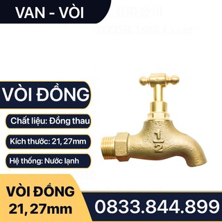 Vòi Đồng Rumine, Vòi Hồ Tay Vặn Đồng Thau Ren Ngoài 21 27