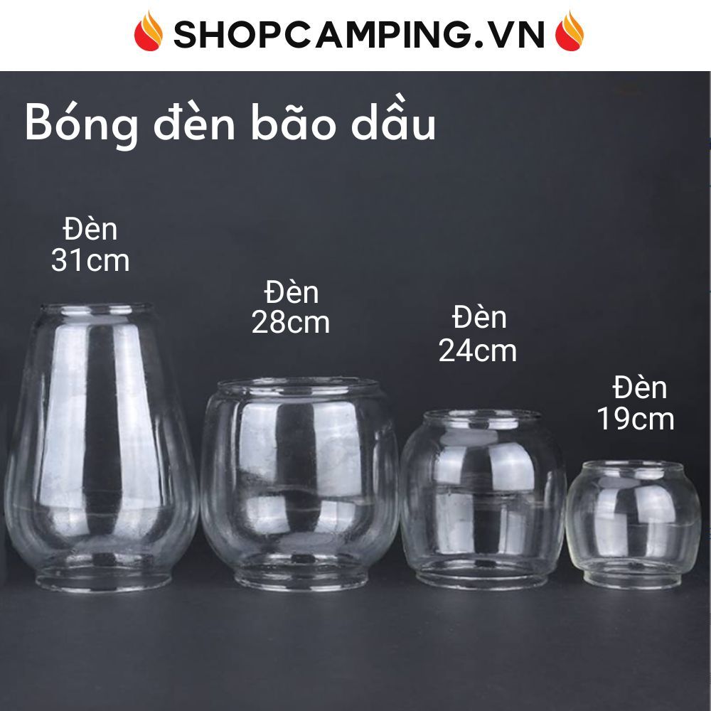 Bóng đèn bão dầu, chụp đèn thủy tinh đủ size - Camping VietNam
