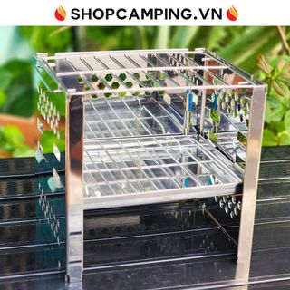 Bếp củi dã ngoại inox, bếp than xếp gọn du lịch, cắm trại - Camping VietNam