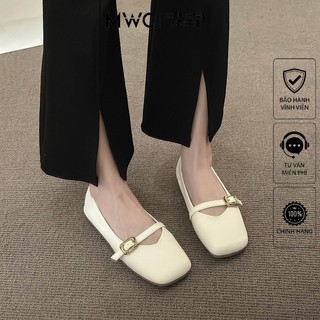 Giày búp bê mwc 2293 - giày búp bê mũi vuông chất liệu da phối khoá xinh xắn