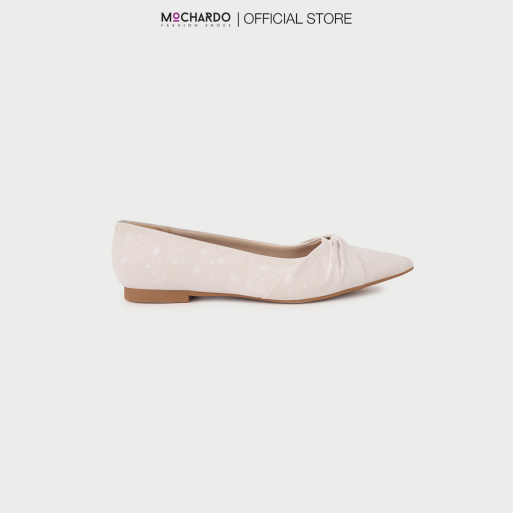 Giày Búp Bê Nữ MOCHARDO X.12 Mũi Nhọn Phối Nơ Da Nhung 1cm