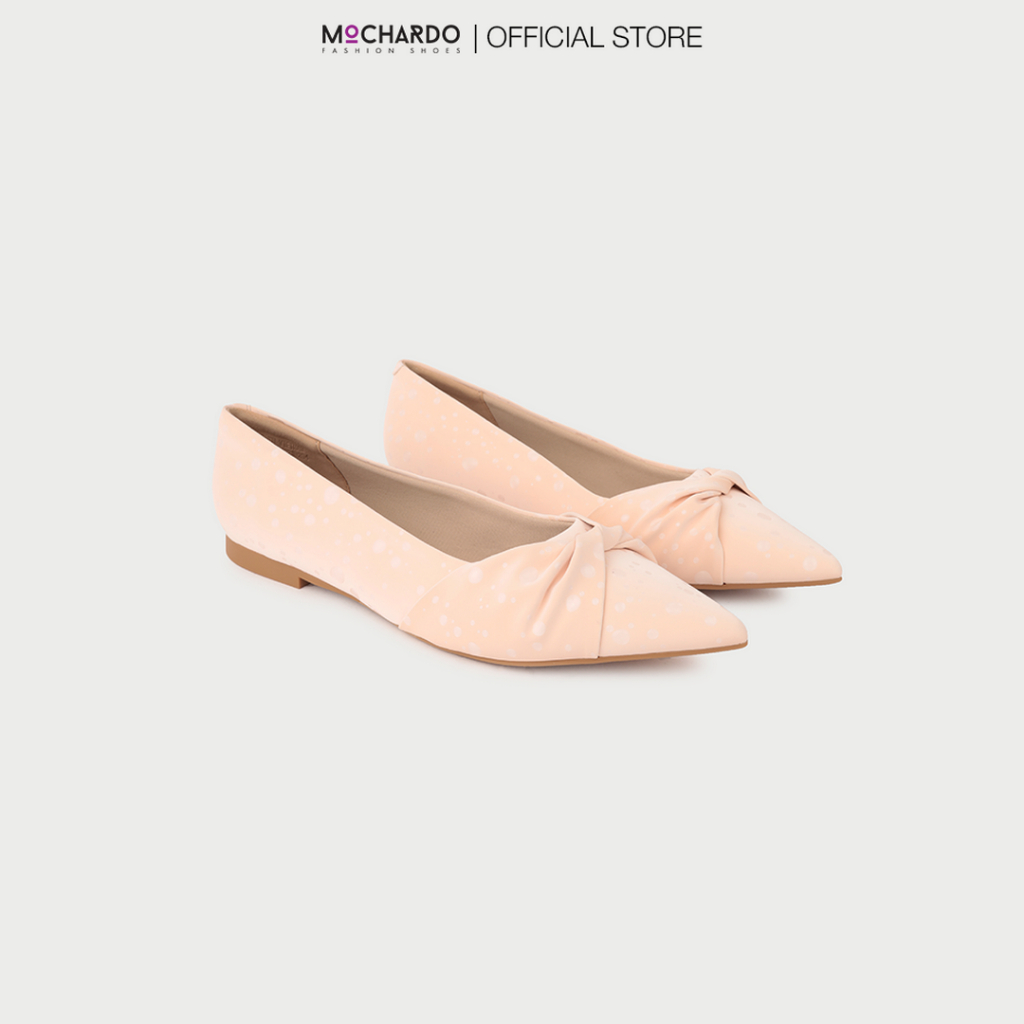 Giày Búp Bê Nữ MOCHARDO X.12 Mũi Nhọn Phối Nơ Da Nhung 1cm