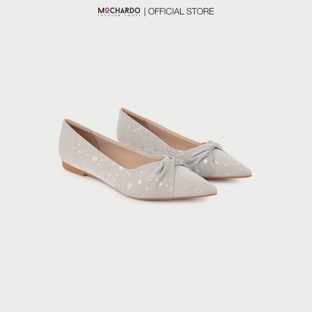 Giày Búp Bê Nữ MOCHARDO X.12 Mũi Nhọn Phối Nơ Da Nhung 1cm