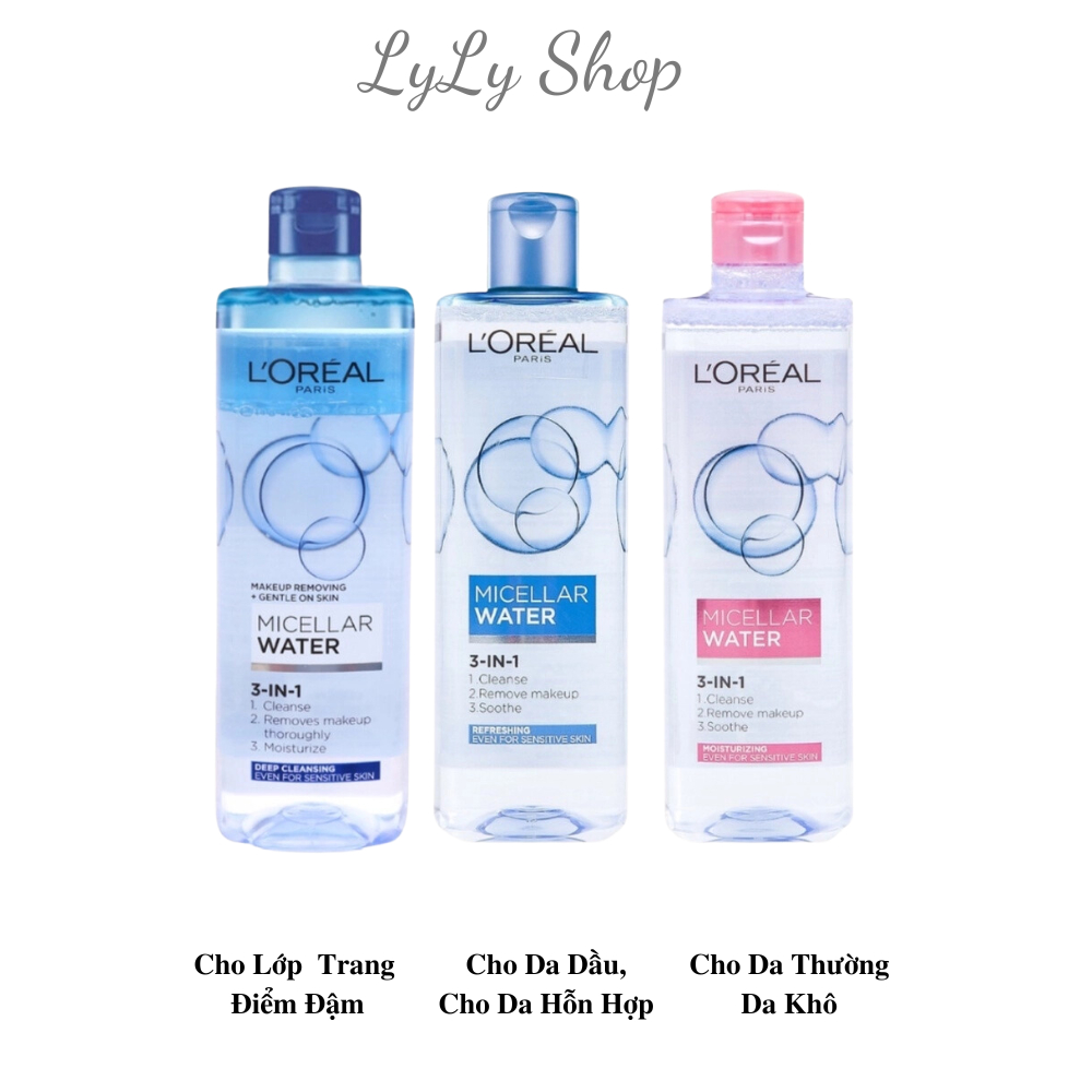 Nước Tẩy Trang L'Oreal Paris l Micellar Water Làm Sạch Sâu 3 In 1, Làm Sạch Lớp Trang Điểm, Cấp Ẩm, Làm Dịu Da Mặt, An T