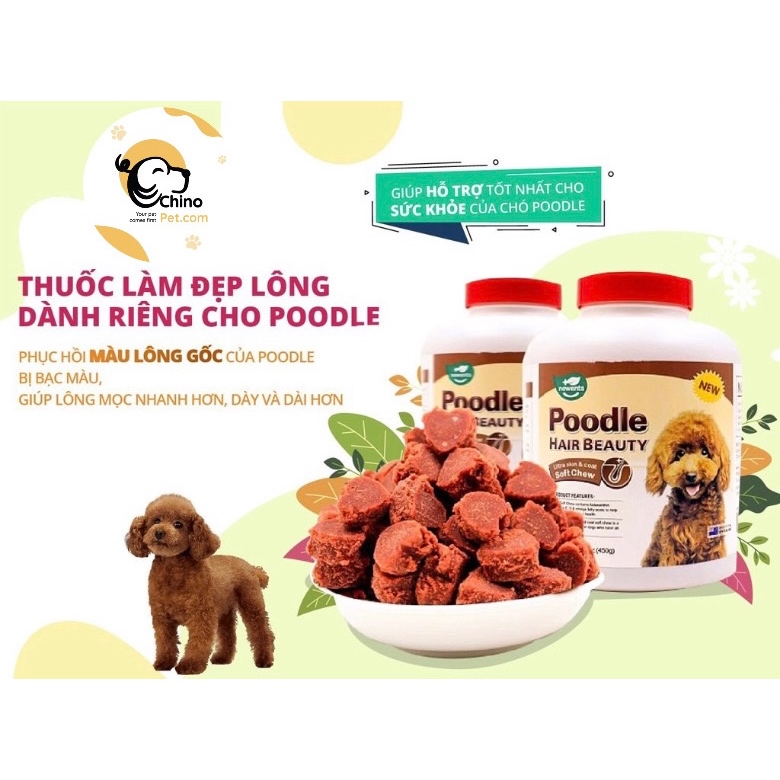 Poodle Hair Beauty Viên Nhai Dưỡng Lông Cho Chó Poodle 450gr | Phục Hồi Màu Lông - Bảo Vệ Và Nuôi Dưỡng Từ Bên Trong