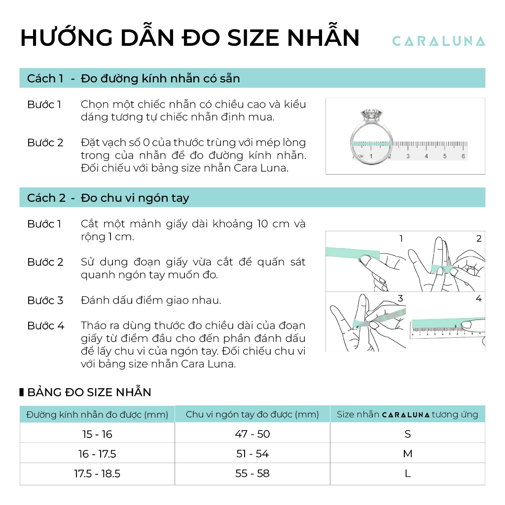 Nhẫn Bạc Nữ CARA LUNA Thanh Mảnh Dáng Công Chúa Đính Đá Princess - VCR06