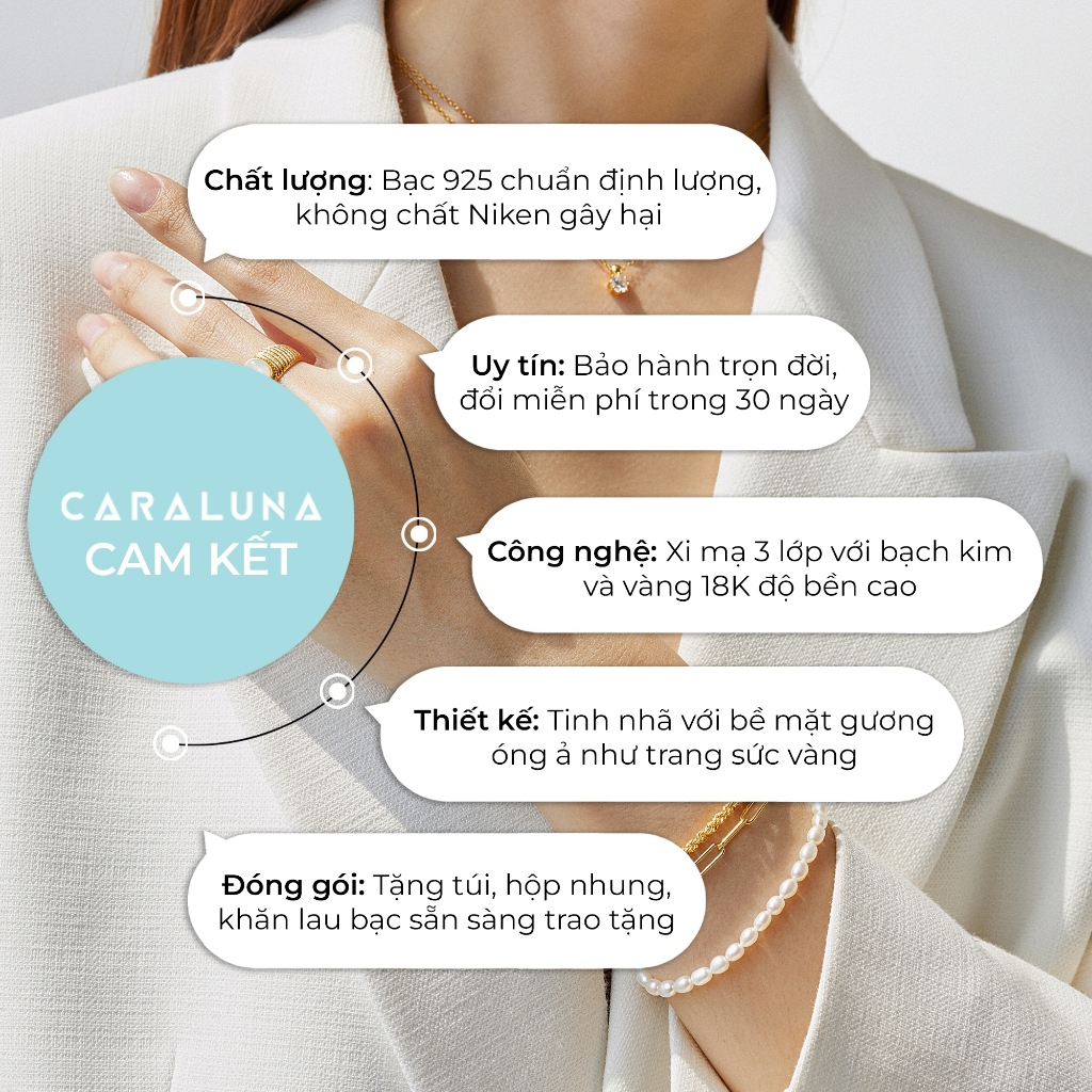 Nhẫn Bạc Nữ CARA LUNA Thanh Mảnh Dáng Công Chúa Đính Đá Princess - VCR06