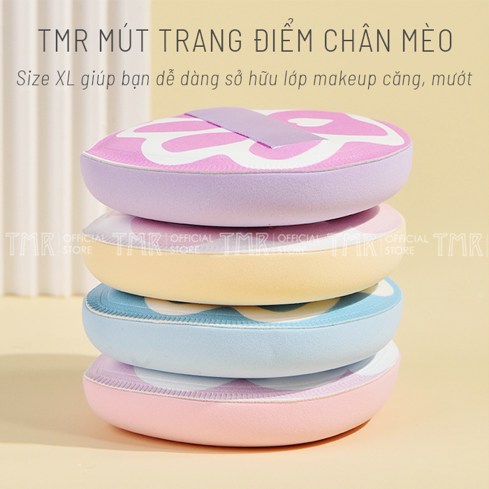 Bông Mút Tán Trang Điểm XL Chân Mèo Mềm Xốp Big Size Giúp Tán Kem Nền Cushion Phấn Phủ Hiệu Quả