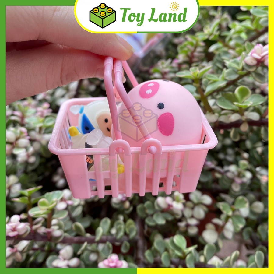 Đồ Chơi Giỏ Squishy Mochi Kèm Charm 3D Đồ Chơi Trẻ Em Thú Mochi Hoạt Hình Cao Su Silicon Dẻo