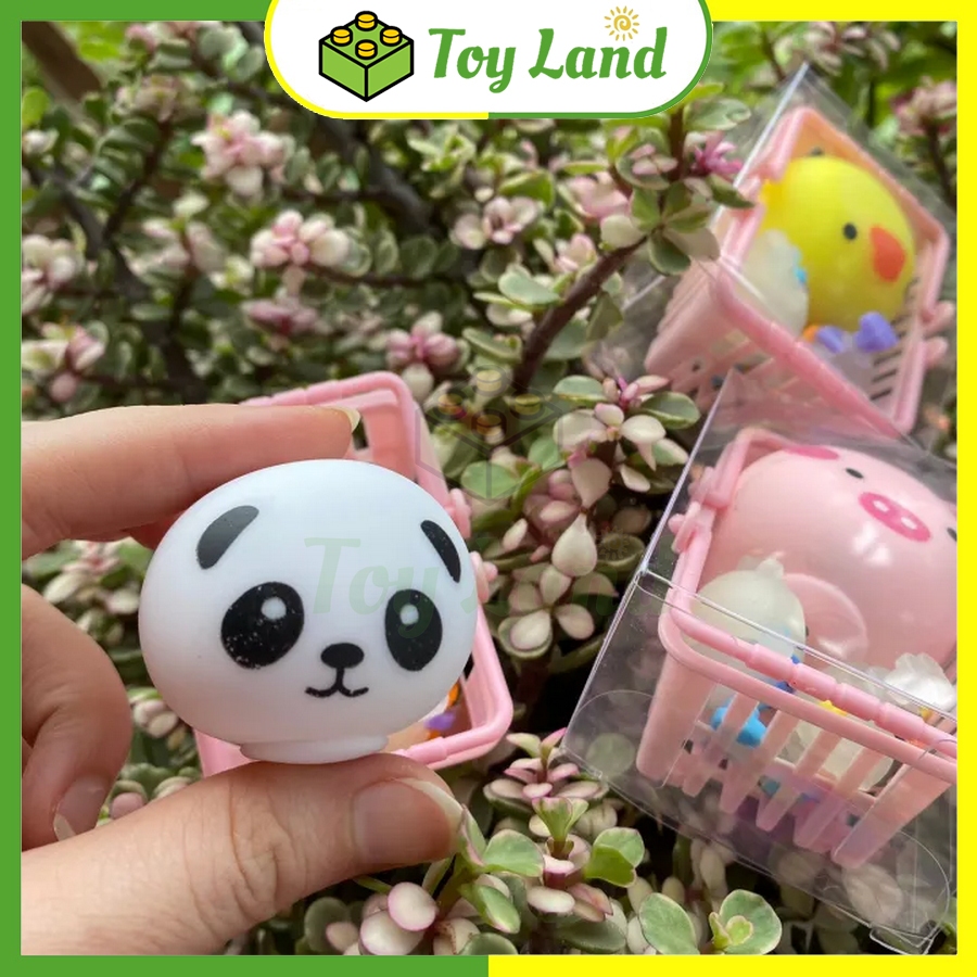 Đồ Chơi Giỏ Squishy Mochi Kèm Charm 3D Đồ Chơi Trẻ Em Thú Mochi Hoạt Hình Cao Su Silicon Dẻo