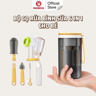 Bộ Cọ Rửa Bình Sữa 6 in 1 Cho Bé Bằng Chất Liệu Silicon Cao Cấp Modeco - An toàn,  Tiện Lợi Mang Đi Theo Du Lịch