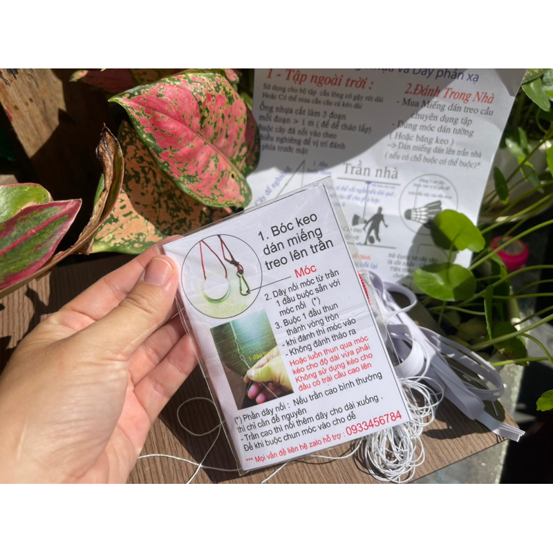 Combo quả cầu lông nhựa phát sáng + 2 dây thun tập + 1 móc treo