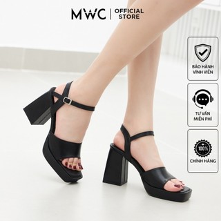 Giày cao gót mwc 4365 - giày sandal cao gót đế đúp quai ngang mũi vuông thời trang