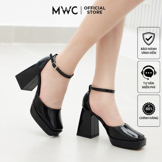 Giày cao gót mwc 4408 - cao gót đế đúp mũi vuông 9p bít mũi bít gót phong cách cổ điển thời trang