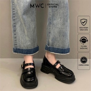 Giày oxford nữ mwc 9624 - giày oxford nữ da bóng quai ngang khoá cài sang chảnh