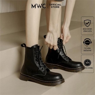 Giày boot nữ mwc 9120 - giày boot nữ da cổ cao kiểu dáng buộc dây thanh lịch