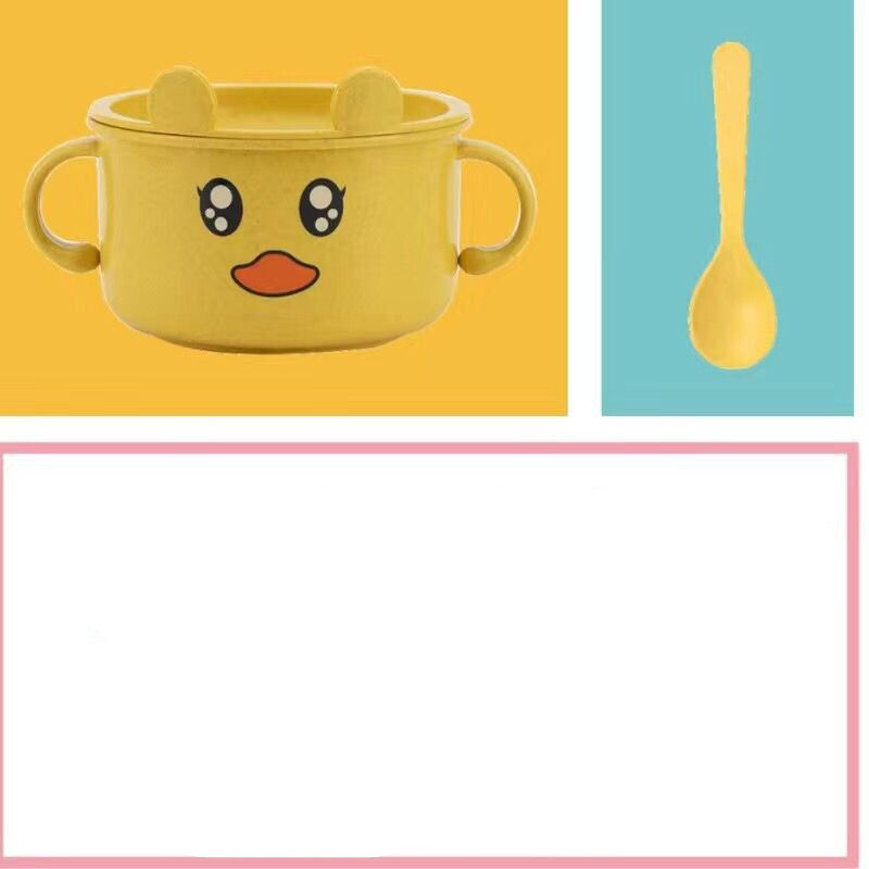 Bát ăn dặm cho bé nhiều màu hình phun đang yêu kèm thìa nhựa tiện lợi dễ dàng vệ sinh