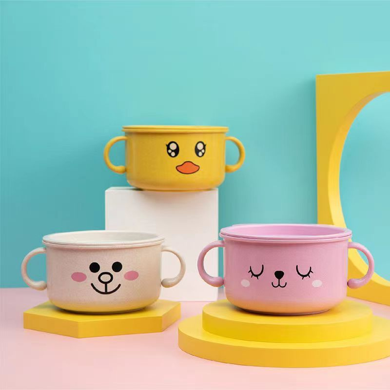 Bát ăn dặm cho bé nhiều màu hình phun đang yêu kèm thìa nhựa tiện lợi dễ dàng vệ sinh