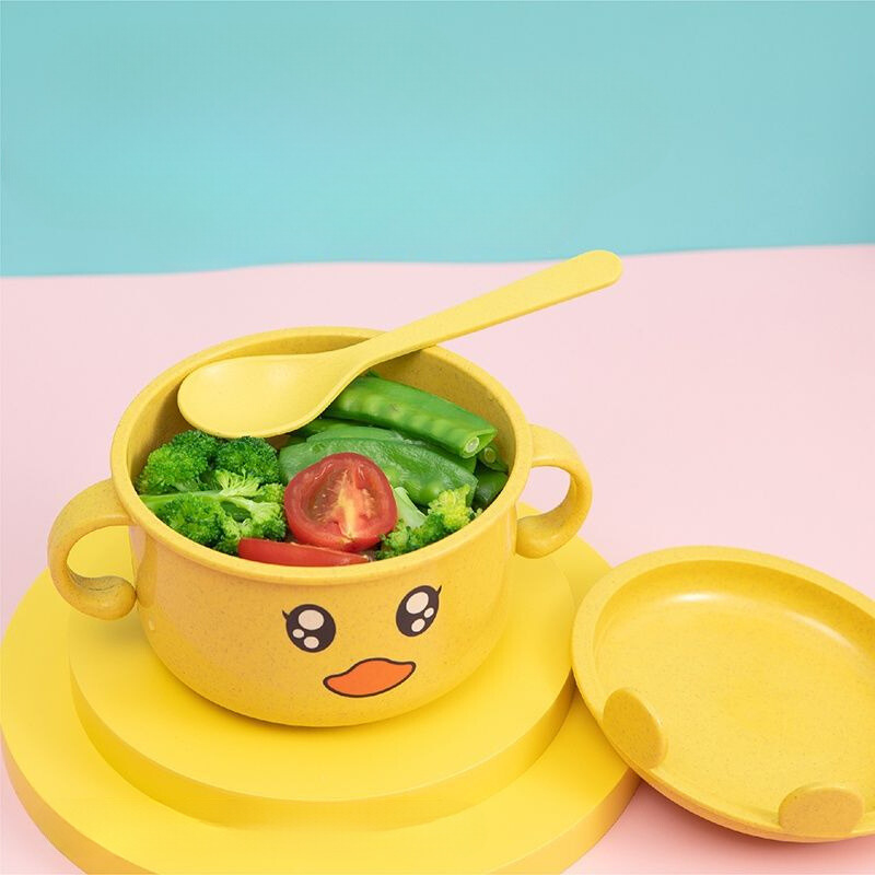 Bát ăn dặm cho bé nhiều màu hình phun đang yêu kèm thìa nhựa tiện lợi dễ dàng vệ sinh