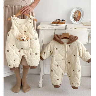 body phao có mũ lông cừu lót nỉ nhung dày ấm cho bé