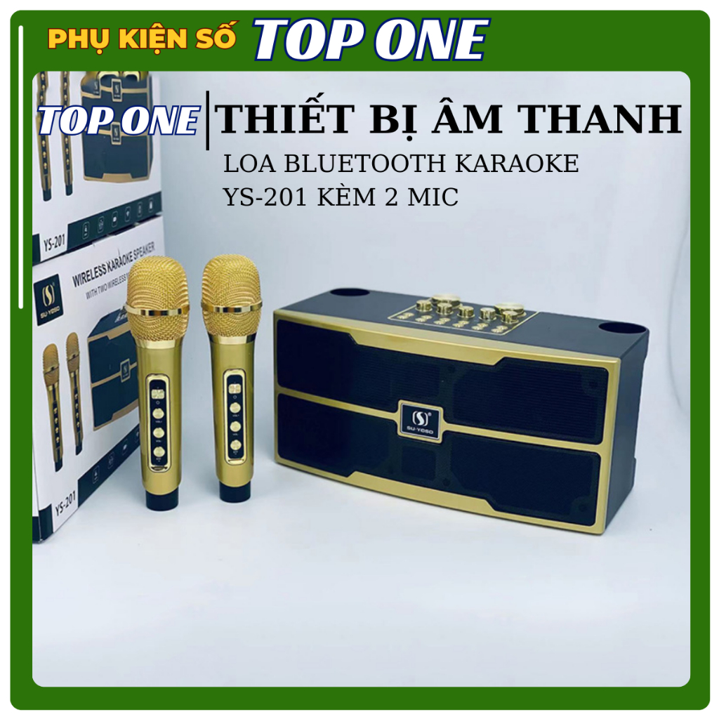 Loa bluetooth karaoke YS-201 Không dây, kèm 02 mic hát công suất lớn 30W - Bảo hành chính hãng 06 Tháng