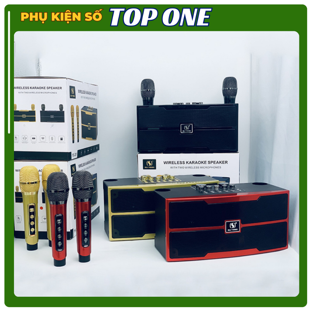 Loa bluetooth karaoke YS-201 Không dây, kèm 02 mic hát công suất lớn 30W - Bảo hành chính hãng 06 Tháng