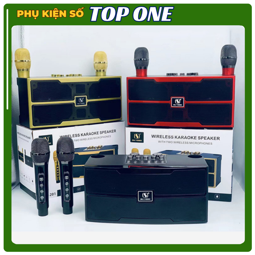 Loa bluetooth karaoke YS-201 Không dây, kèm 02 mic hát công suất lớn 30W - Bảo hành chính hãng 06 Tháng