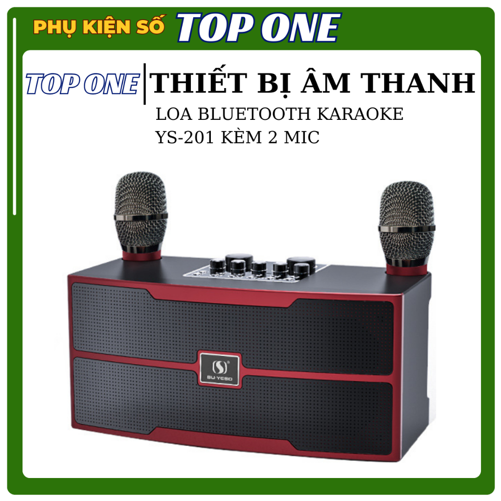 Loa bluetooth karaoke YS-201 Không dây, kèm 02 mic hát công suất lớn 30W - Bảo hành chính hãng 06 Tháng