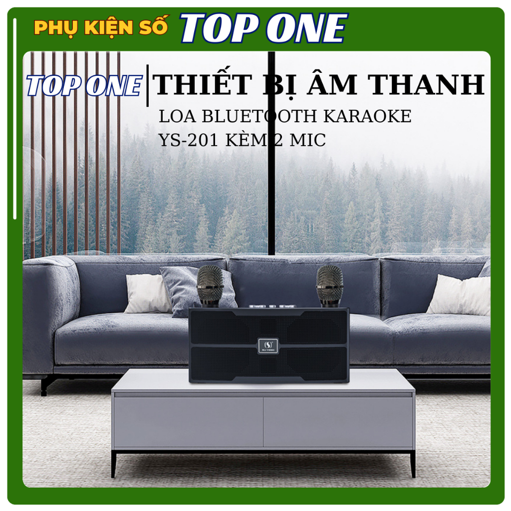 Loa bluetooth karaoke YS-201 Không dây, kèm 02 mic hát công suất lớn 30W - Bảo hành chính hãng 06 Tháng