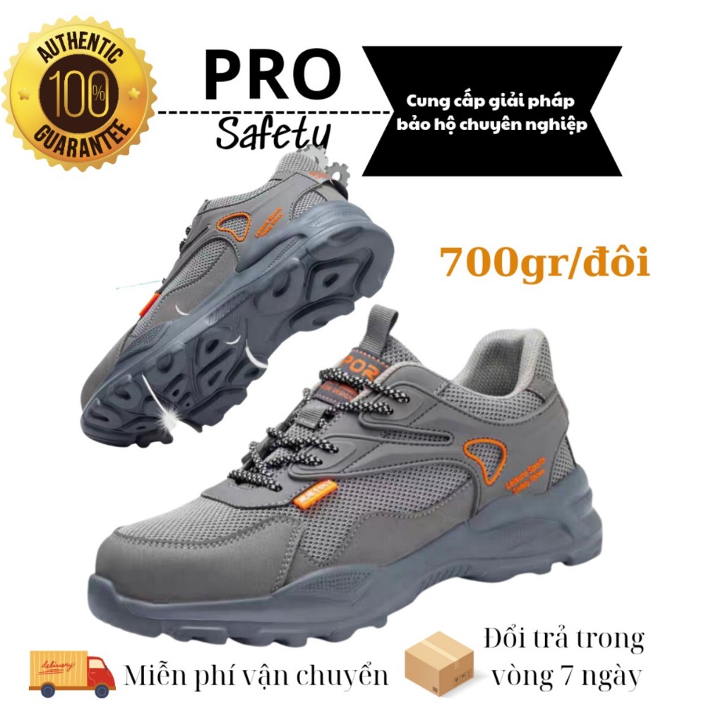 Giày Bảo Hộ Lao Động Siêu Nhẹ Dáng Thể Thao Nặng 700g Chống Đinh Chống Va Đập Chống Mài Mòn