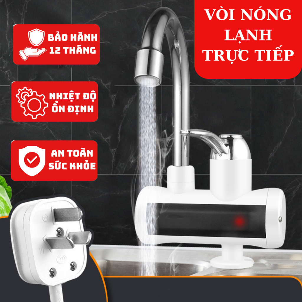 Máy Nước Nóng Lạnh Lắp Đặt Tại Vòi, Vòi Nước Nóng Lạnh Trực Tiếp Cảm Biến Chống Giật An Toàn - Bảo Hành Chính Hãng