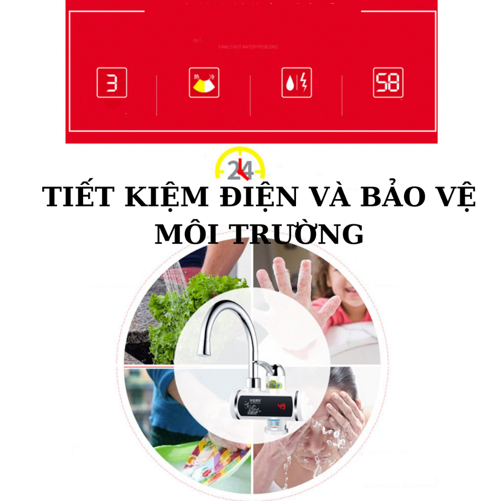 Máy Nước Nóng Lạnh Lắp Đặt Tại Vòi, Vòi Nước Nóng Lạnh Trực Tiếp Cảm Biến Chống Giật An Toàn - Bảo Hành Chính Hãng