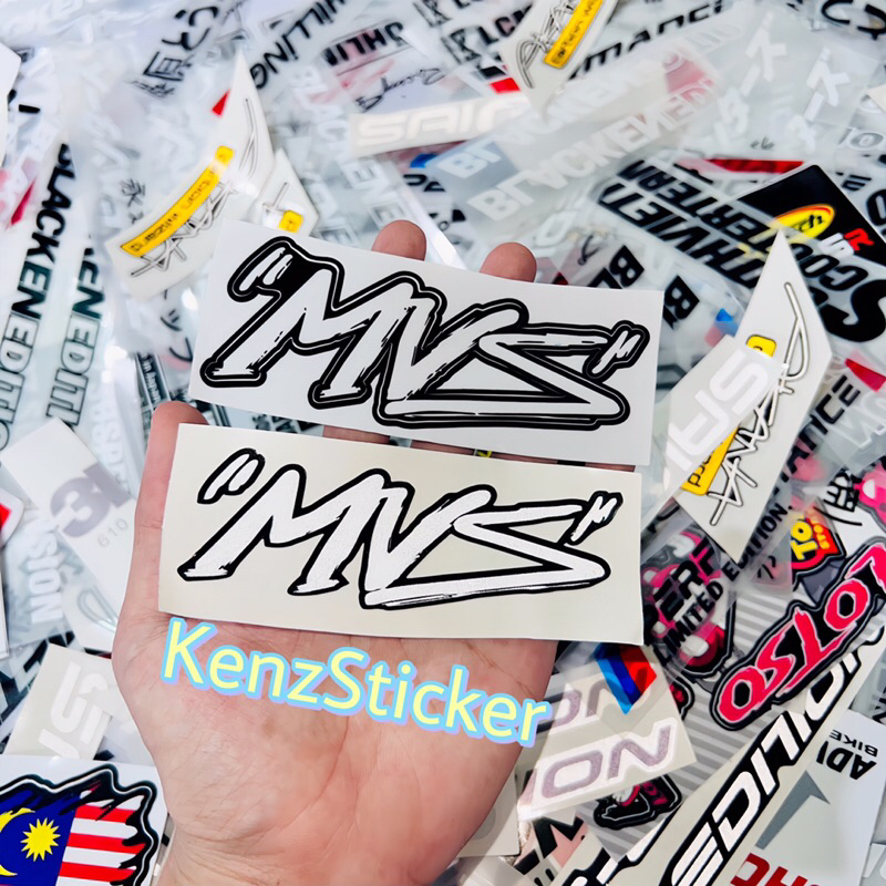 Tem Sticker Logo Chữ MVS Dán Trang Trí Xe, Nón bảo Hiểm, Chất Liệu Decal Chống Thấm Nước
