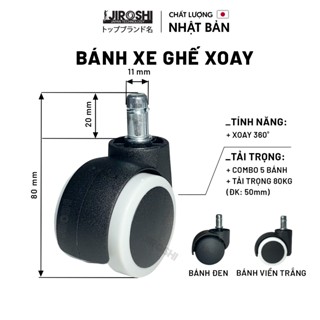 Bánh xe ghế văn phòng cao cấp, bánh xe JIROSHI ghế xoay viền trắng
