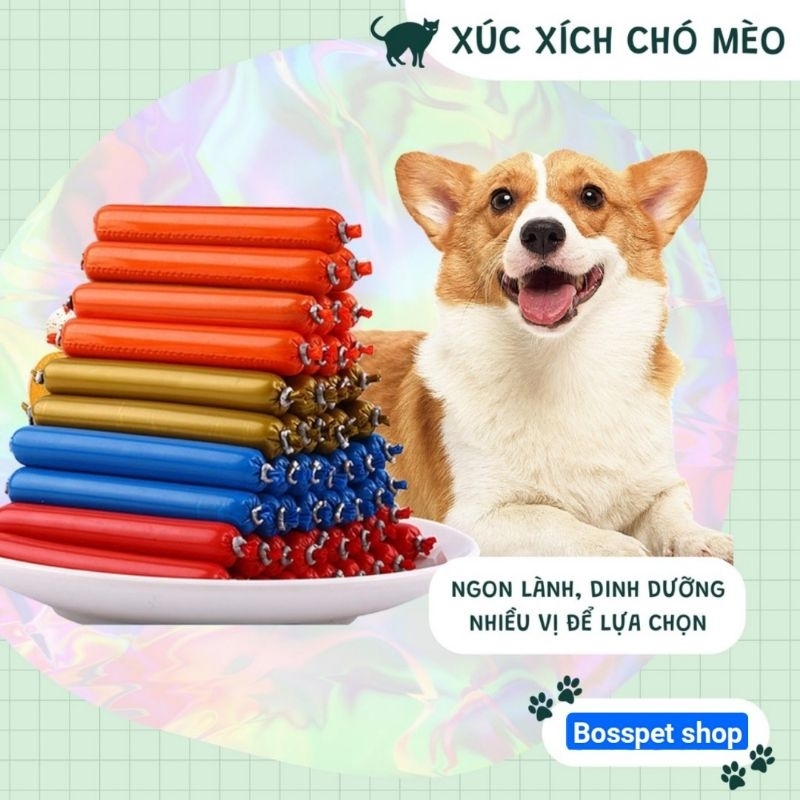 COMBO 100 XÚC XÍCH, XÚC XÍCH DINH DƯỠNG CHO CHÓ MÈO 15GRAM- Thức Ăn, Bánh Thưởng Huấn Luyện Chó Mèo