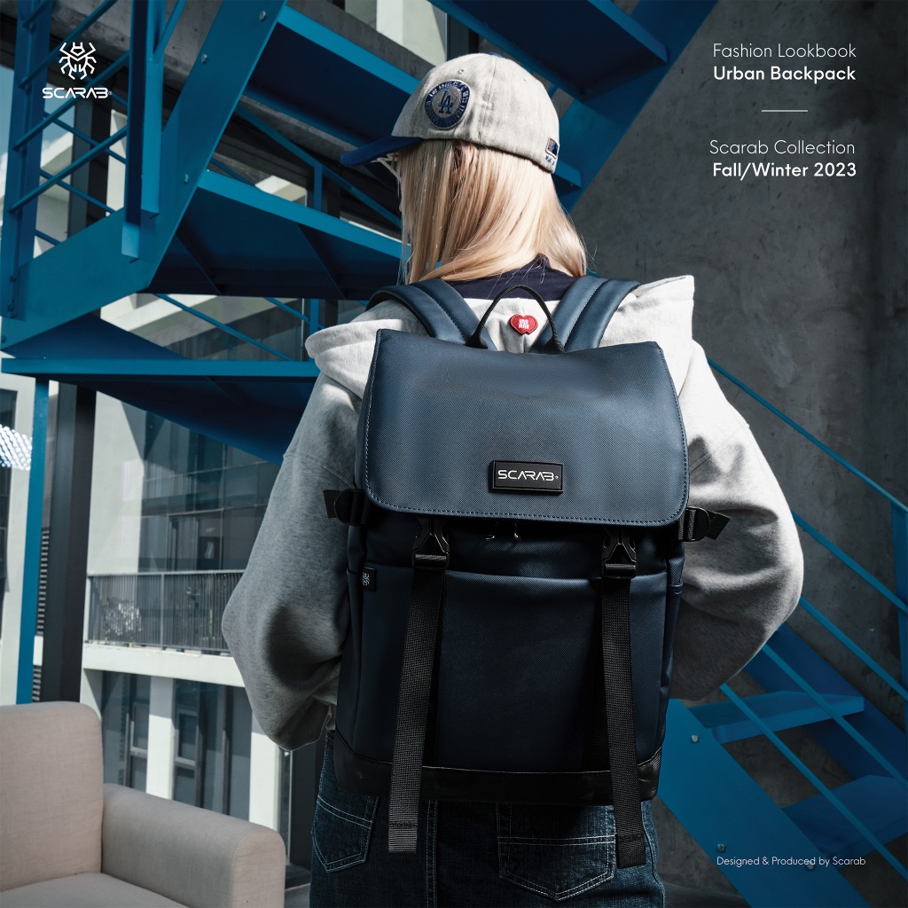 Balo Da PU URBAN BACKPACK ĐI Học Du Lịch Thời Trang Nam Nữ Vừa Lap 15.6Inch_Bảo Hành Trọn Đời Scarab