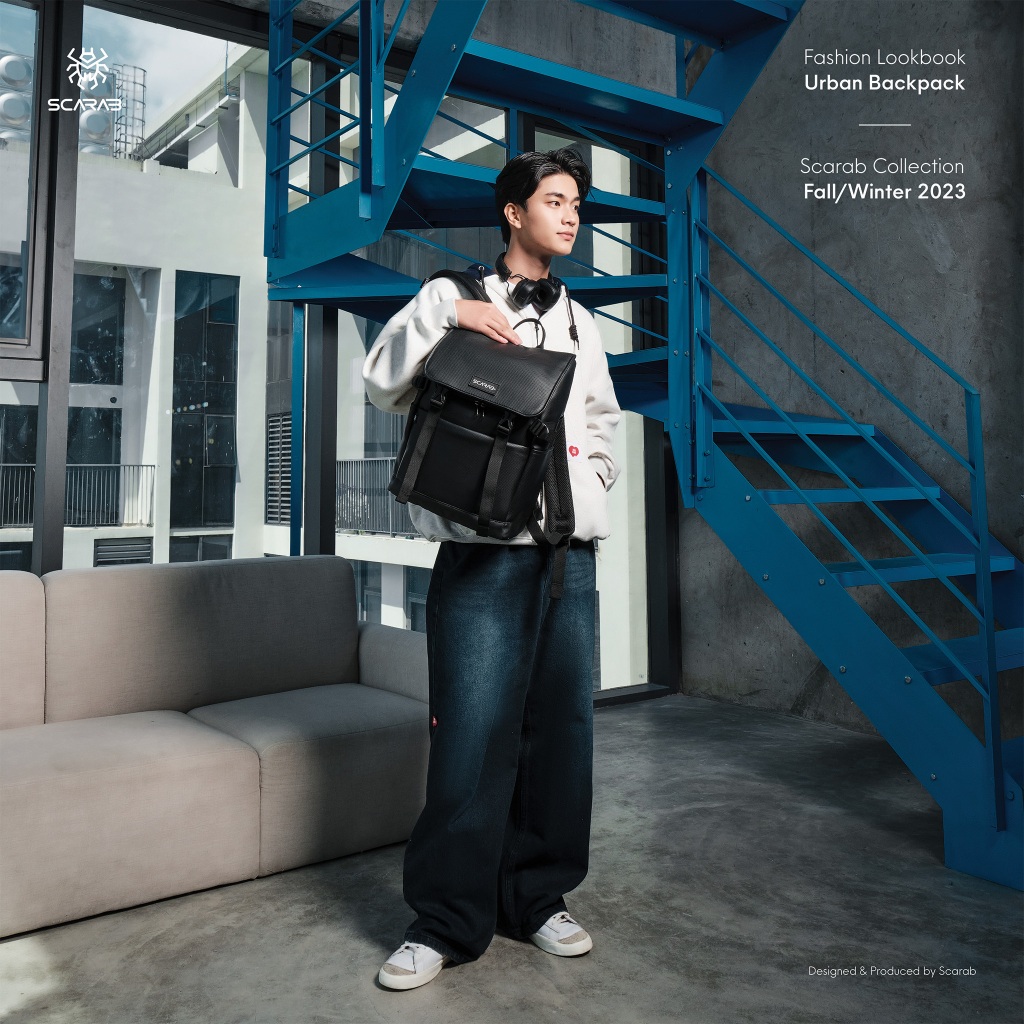 Balo Da PU Thời Trang Scarab Urban Leather Backpack - Ba lô Đi Học Đi Làm Đựng Vừa Laptop 16inch