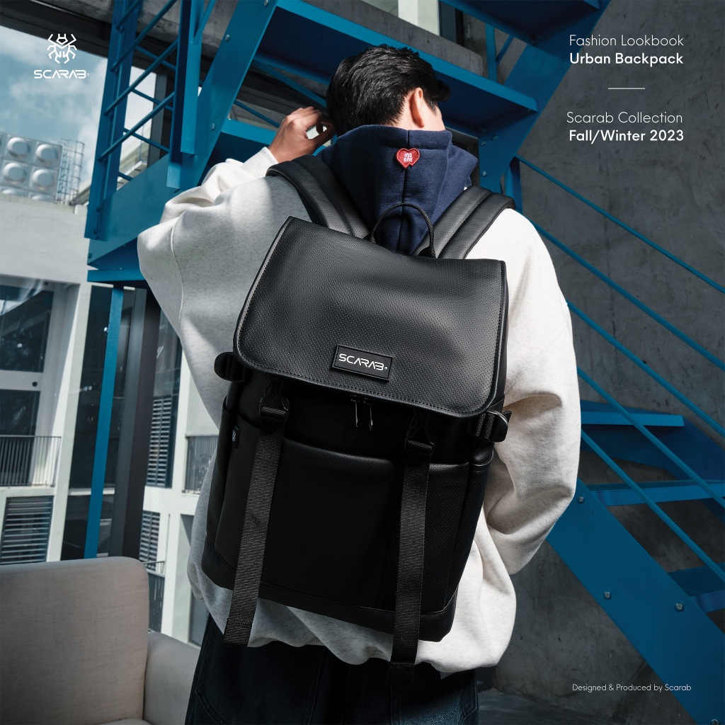 Balo Da PU Thời Trang Scarab Urban Leather Backpack - Ba lô Đi Học Đi Làm Đựng Vừa Laptop 16inch