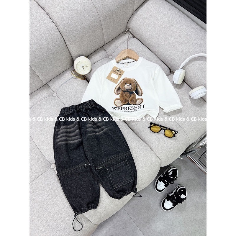 Bộ gấu WE áo trắng bé trai
