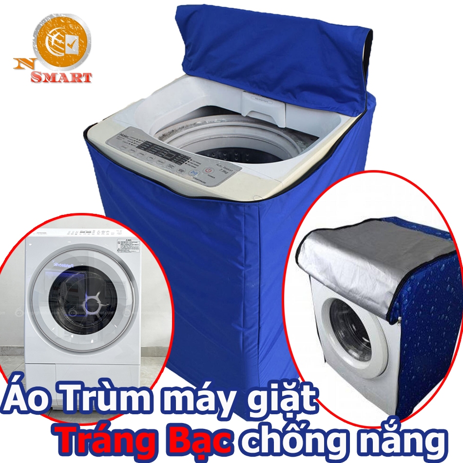 Áo Trùm Máy Giặt Tráng Nhũ Bạc Chống Mưa Nắng 7kg, 8Kg, 9Kg, 10Kg, 11Kg-15kg