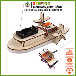   Mô hình STEM  Đồ chơi lắp ráp gỗ DIY Tàu điện điều khiển từ xa chạy pin AA. Đồ chơi giáo dục phát triển tư duy cho bé 