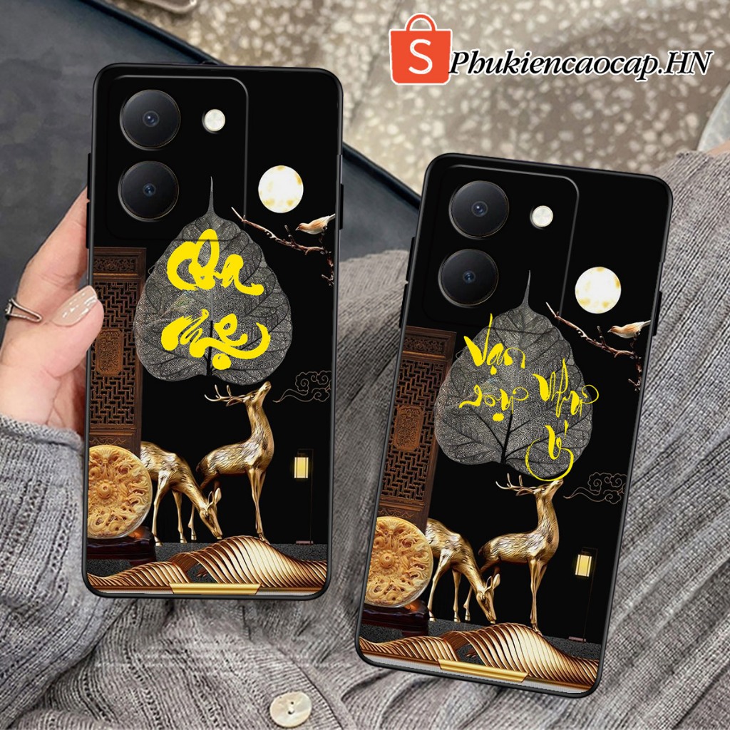 Ốp lưng Vivo Y36 - Y36 5G - Ốp Vivo in hình chữ thư pháp máy mắn, bảo hành 1 đổi 1