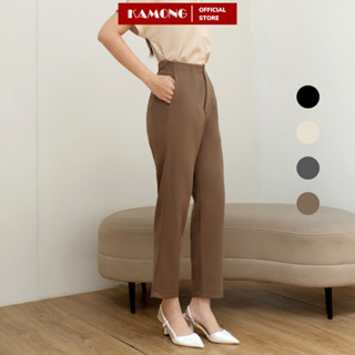 Quần tây baggy nữ KAMONG lưng thun cạp cao kiểu dáng công sở cao cấp Q013