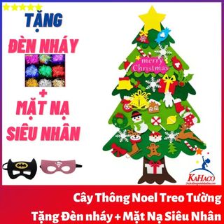 [Size to kèm đèn]Cây thông noel vải treo tường cao 1M1 và 34 Phụ Kiện tặng Đèn Nháy