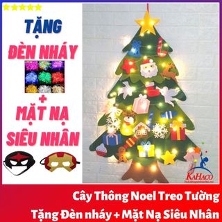 Cây thông noel vải tự trang trí tặng Đèn Led nháy và Mặt nạ Siêu Anh Hùng