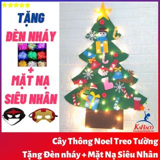 Cây thông noel treo tường loại dày tặng kèm đèn nháy trang trí 5m